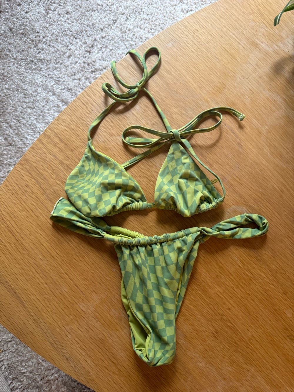Garage Green Checker Bikini Size S